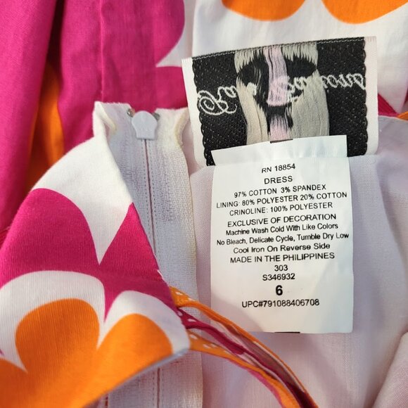 RARE EDITIONS Pink Orange & White Sleeveless Floral Dress - Girl's 6 - Picture 8 of 9